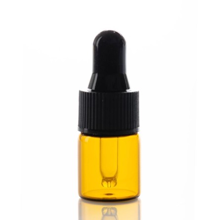 Mini botella de vidrio ambar 2ml con pipeta cuentagotas