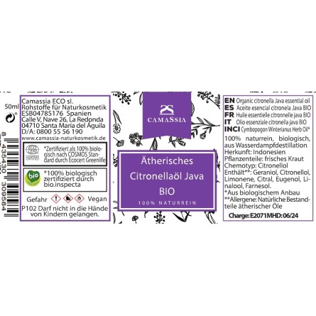 Ätherisches Citronellaöl BIO