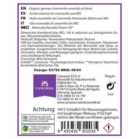 Ätherisches Kamillenöl Blau BIO (Matricaria chamomilla) 1 ml